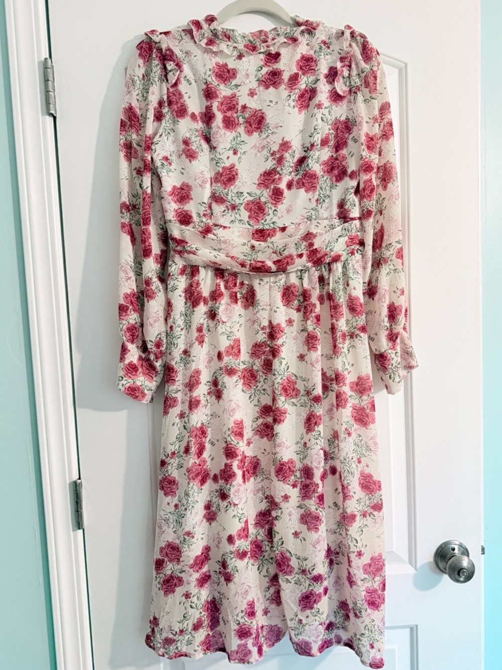 Ruffle Rose Print Dress - Picture 3 of 3